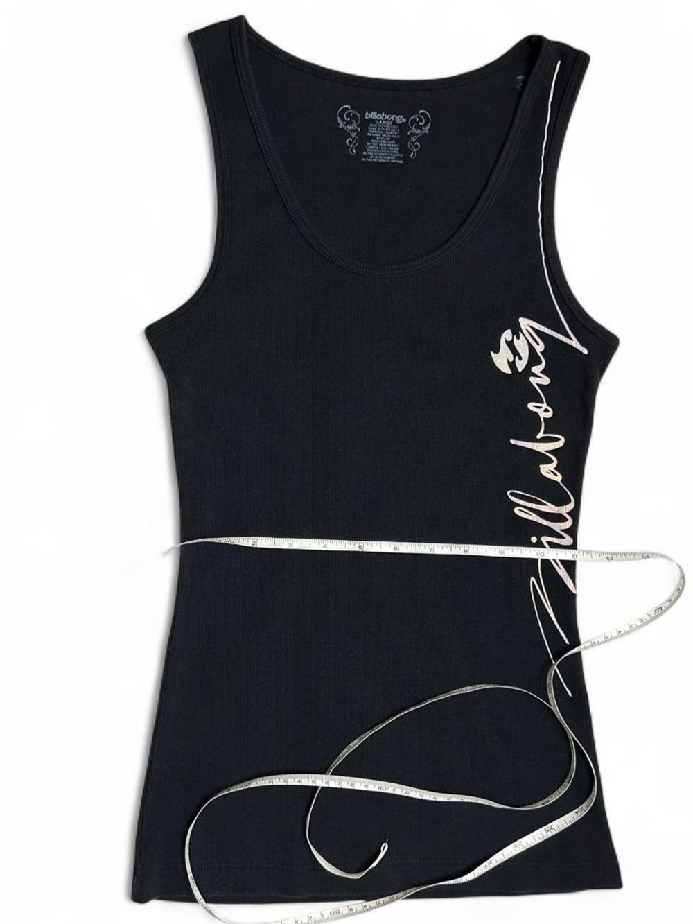 Y2K 2000s Billabong Reflective Logo Black Tank Top - Picture 3 of 7